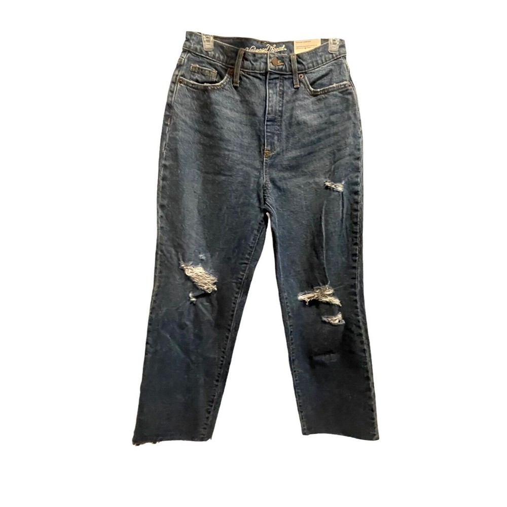 NWT Universal Thread Stretch Straight Leg High Rise Distressed Cropped 6